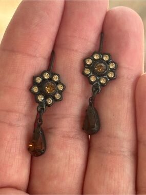 Crystal Flower Drop Earrings